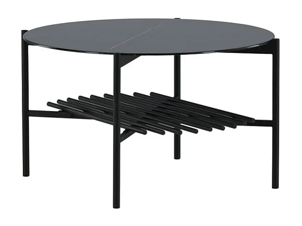 Table Basse en Verre "Von Staf" 80cm Noir Marbre