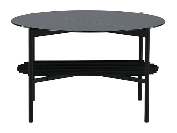 Table Basse en Verre "Von Staf" 80cm Noir Marbre