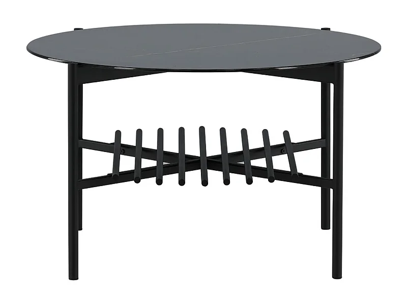 Table Basse en Verre "Von Staf" 80cm Noir Marbre