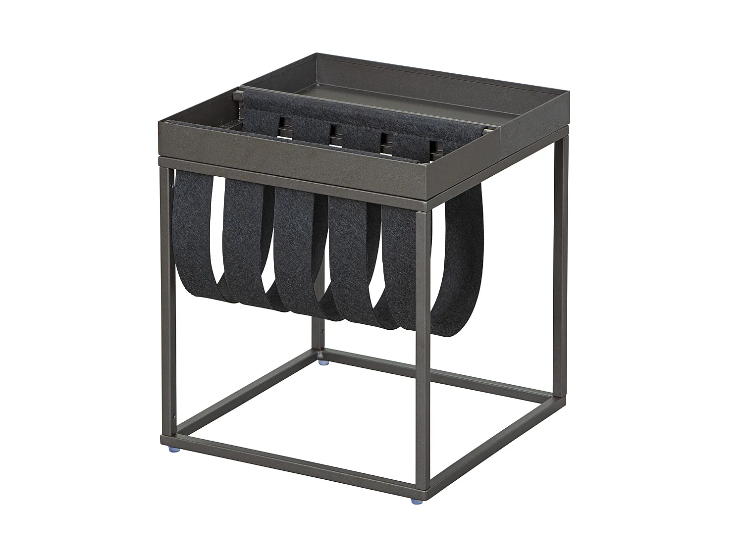 Cute Table basse avec porte-revues, gris, noir.