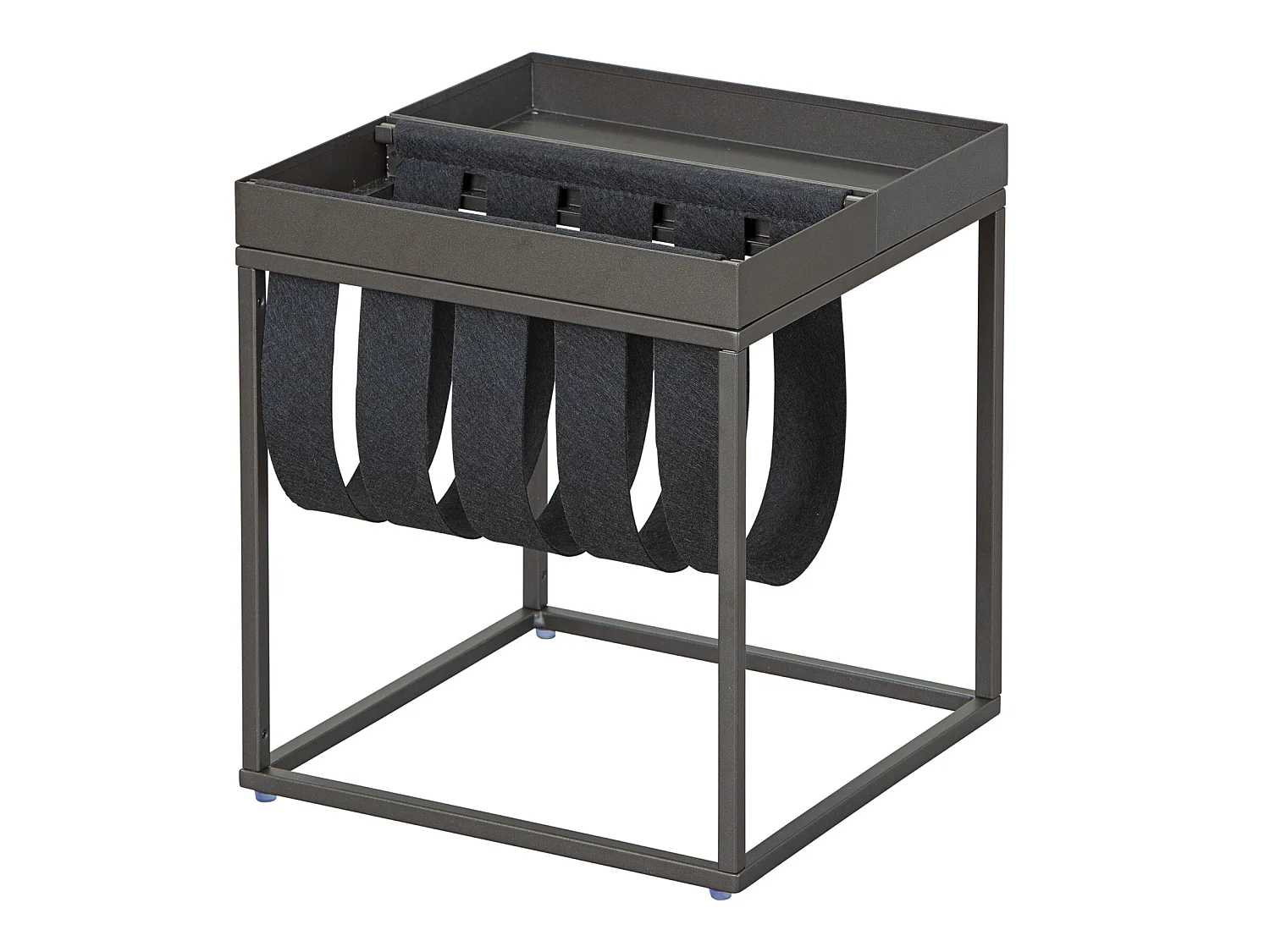 Cute Table basse avec porte-revues, gris, noir.