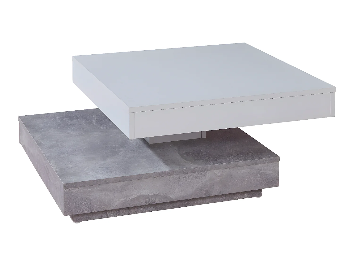 Erano Table basse plateau pivotant et 1 Étagère aspect béton, blanc.