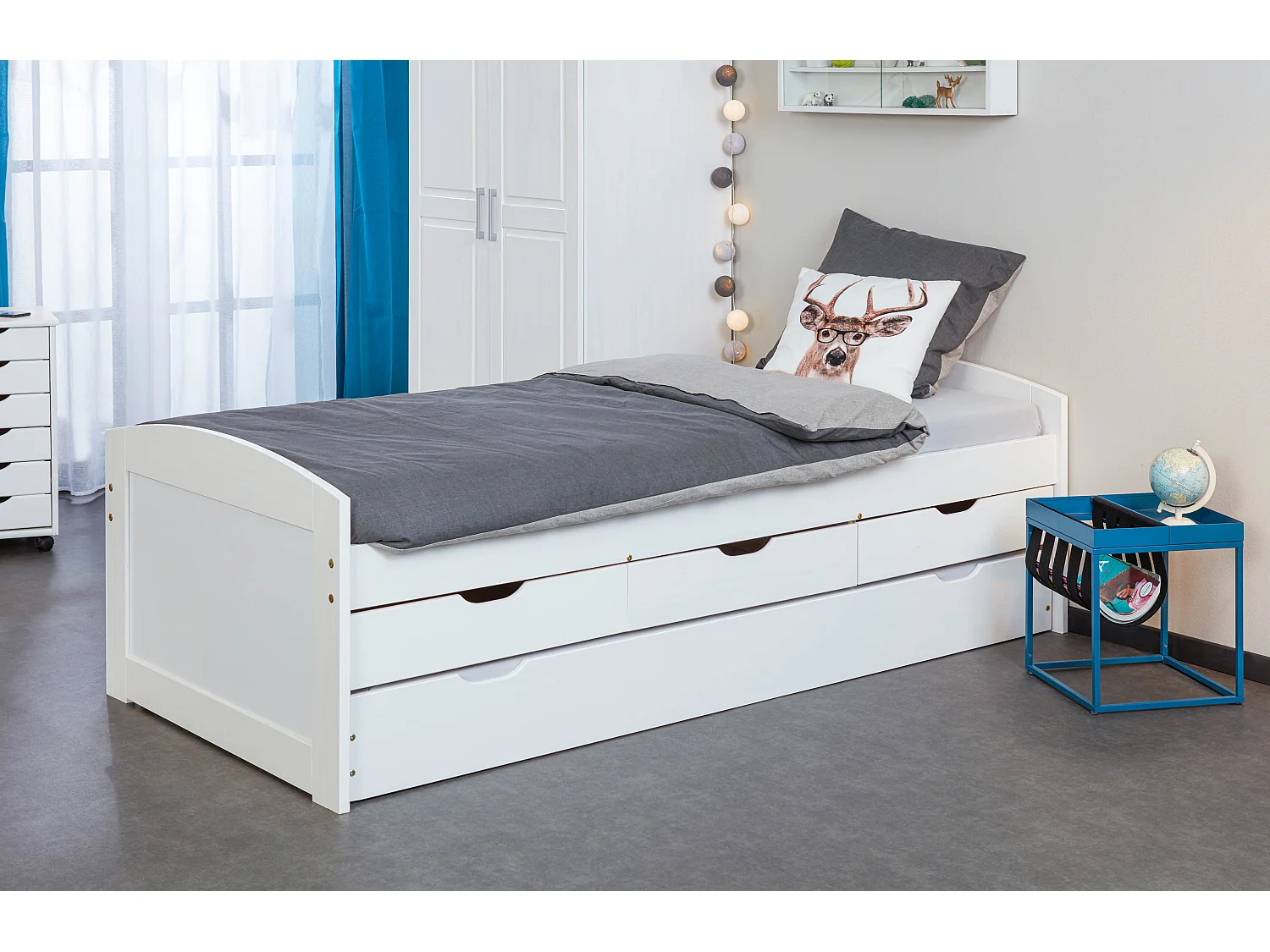 Cute Table basse avec porte-revues, noir et pétrole.