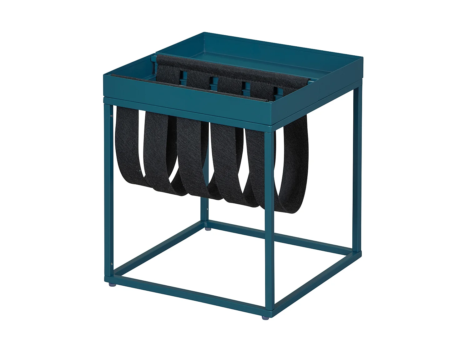 Cute Table basse avec porte-revues, noir et pétrole.