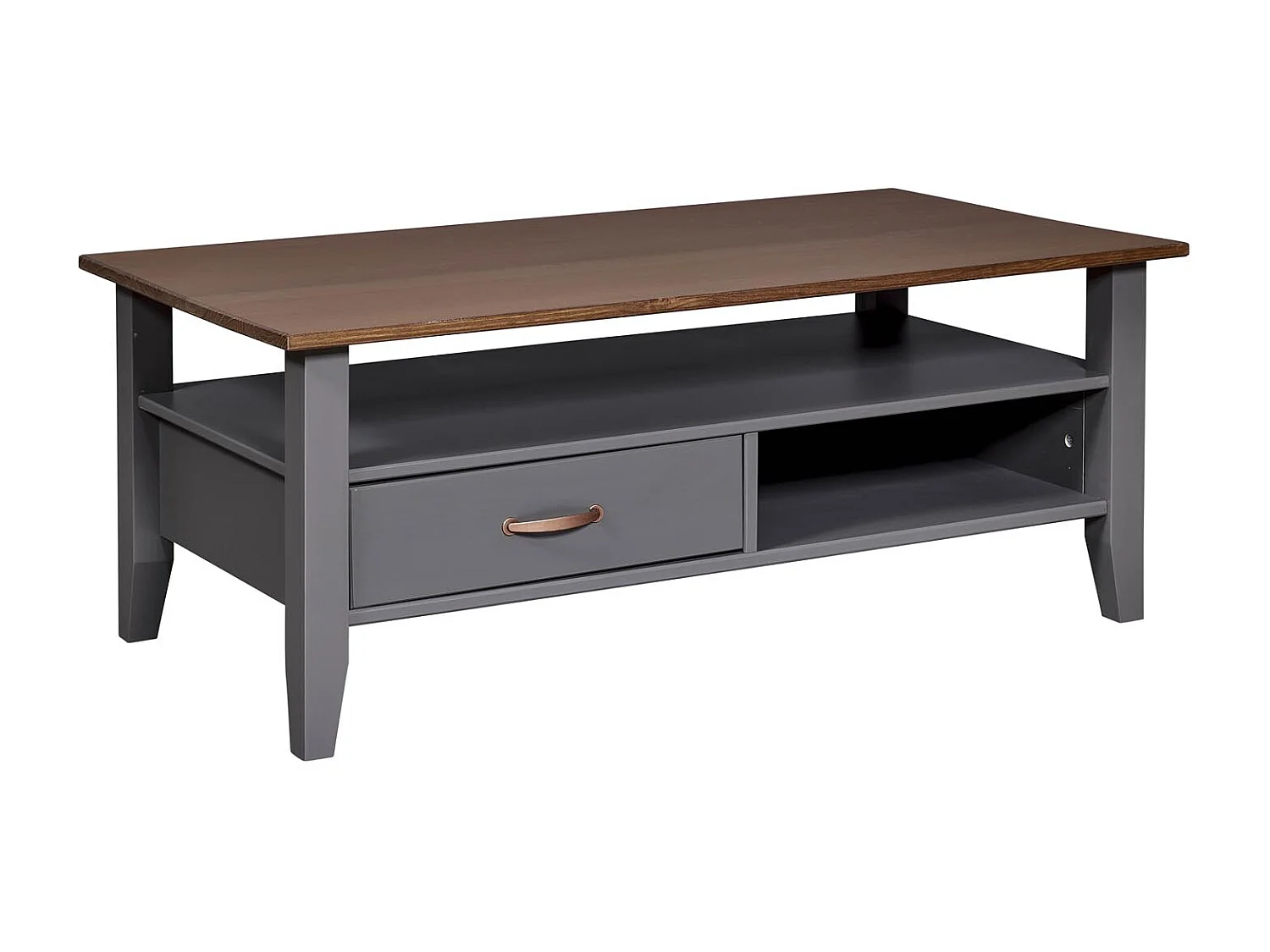 Luzerna table basse 1 tiroir, 2 tablettes gris.