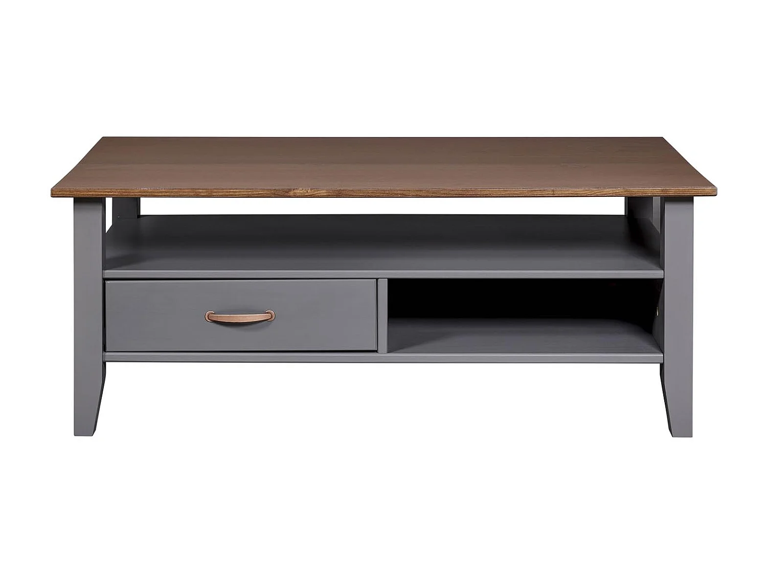 Luzerna table basse 1 tiroir, 2 tablettes gris.