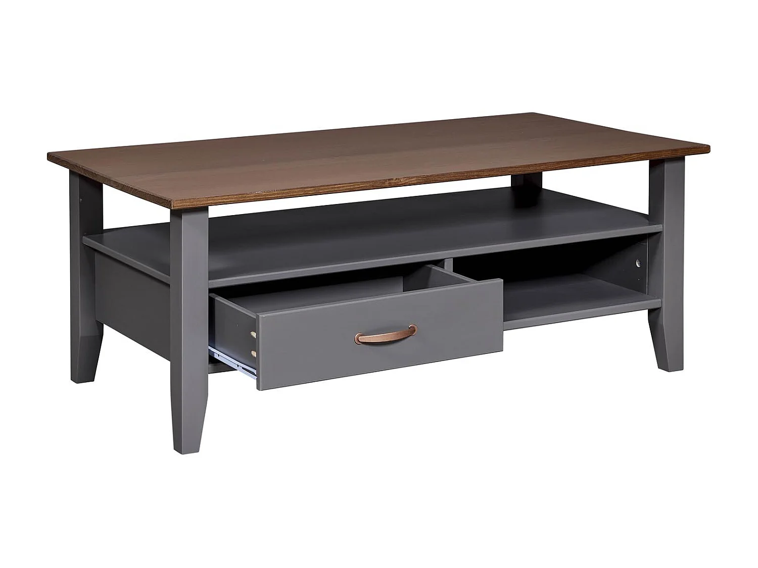 Luzerna table basse 1 tiroir, 2 tablettes gris.
