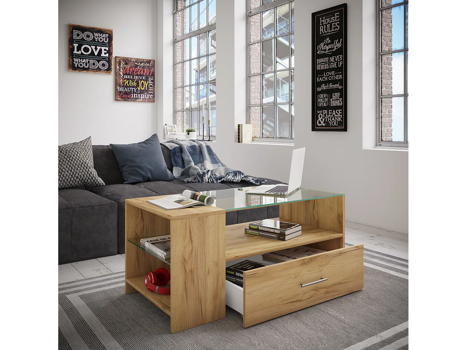 Zachte salontafel lade Tindala