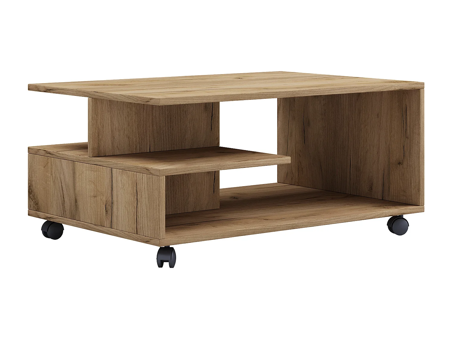 Holz Sofatisch Couchtisch Rollen rollbar Stango L