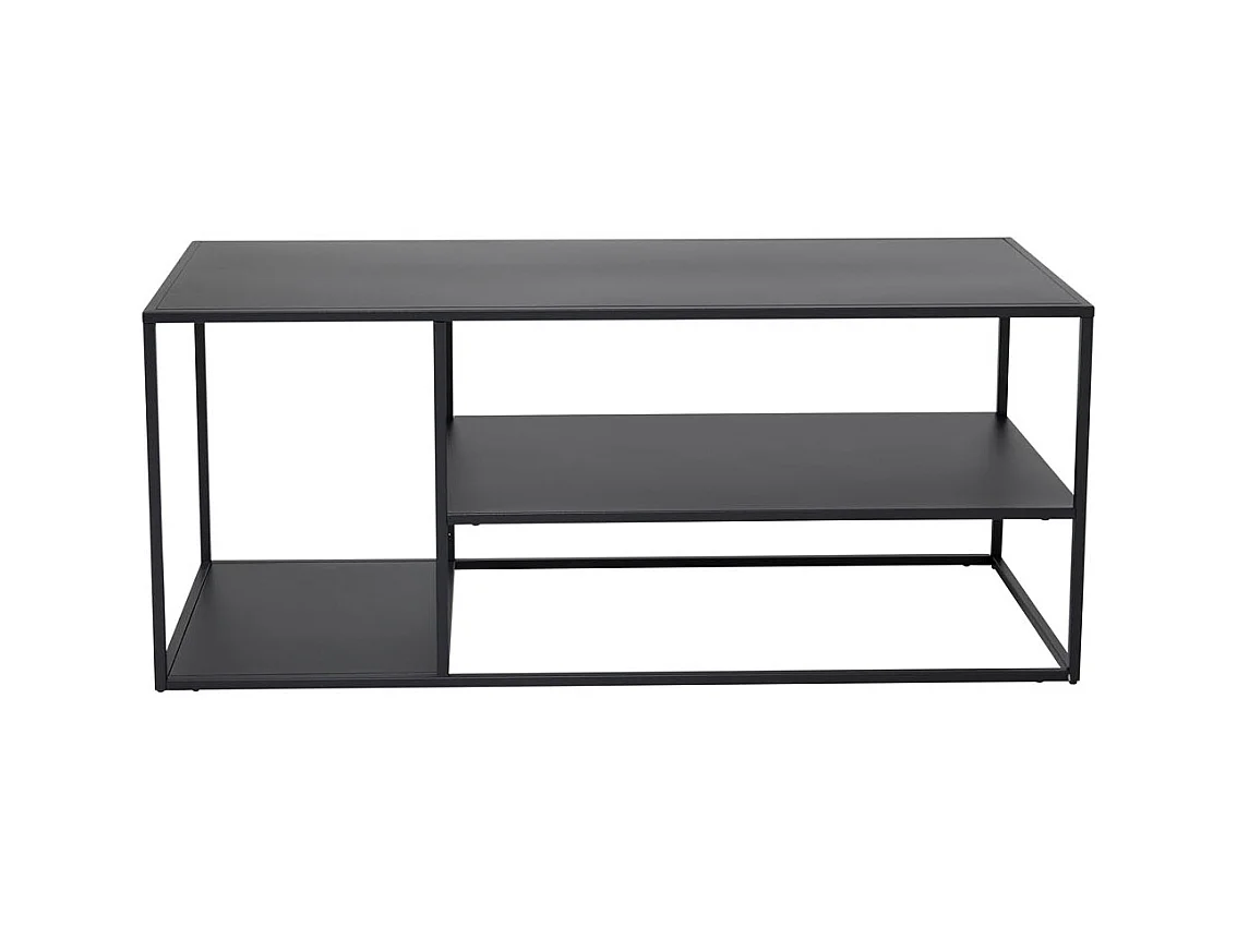Table Basse Avec Étagères "Staal" 120cm Noir