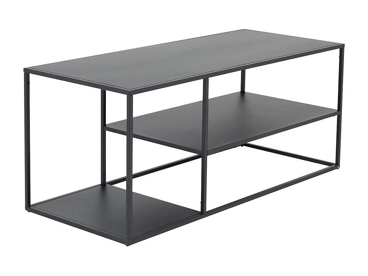 Staal  bijzettafel met plank 120x50 cm zwart.