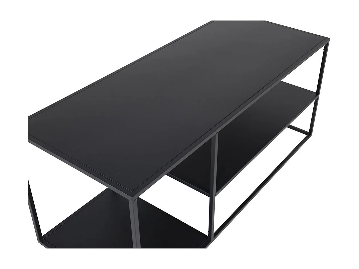 Staal  bijzettafel met plank 120x50 cm zwart.