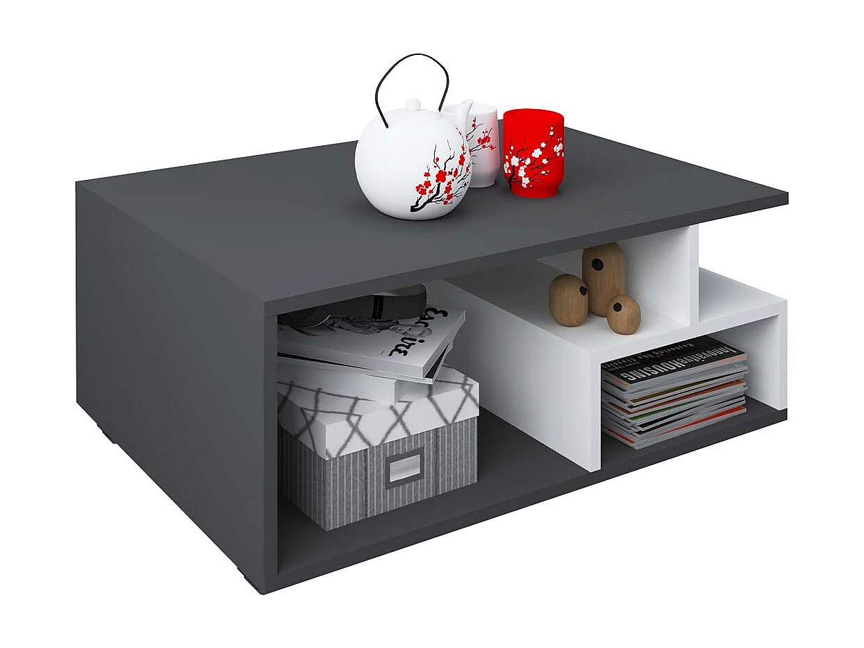 Sulas table basse 4 tablettes blanc, anthracite.