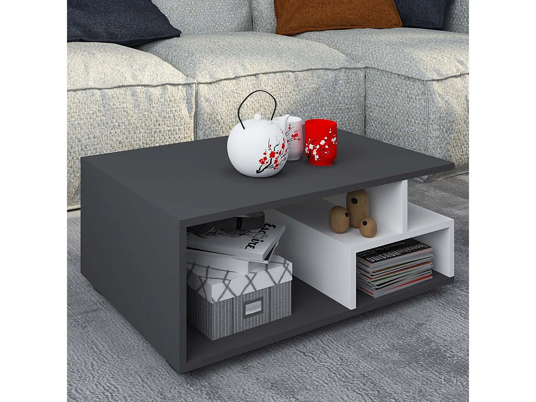 Sulas table basse 4 tablettes blanc, anthracite.