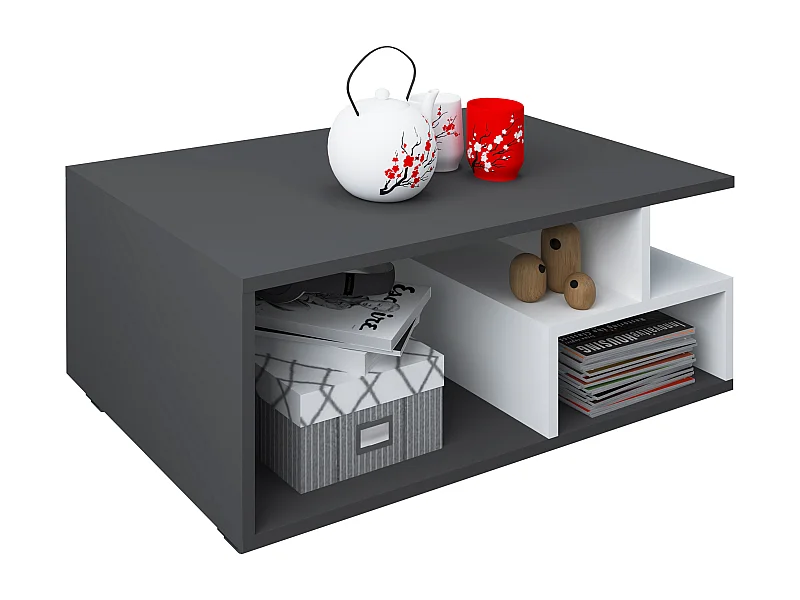 Mesa lateral & mesa de café Sulas Antracite/branco A. 40 x L. 80 x P. 50 cm