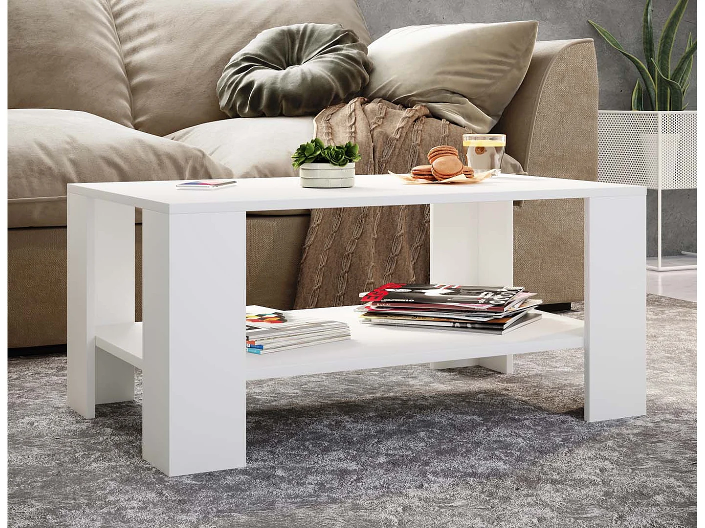 Side table & coffee table Dalus White H. 41 x W. 90 x D. 53 cm