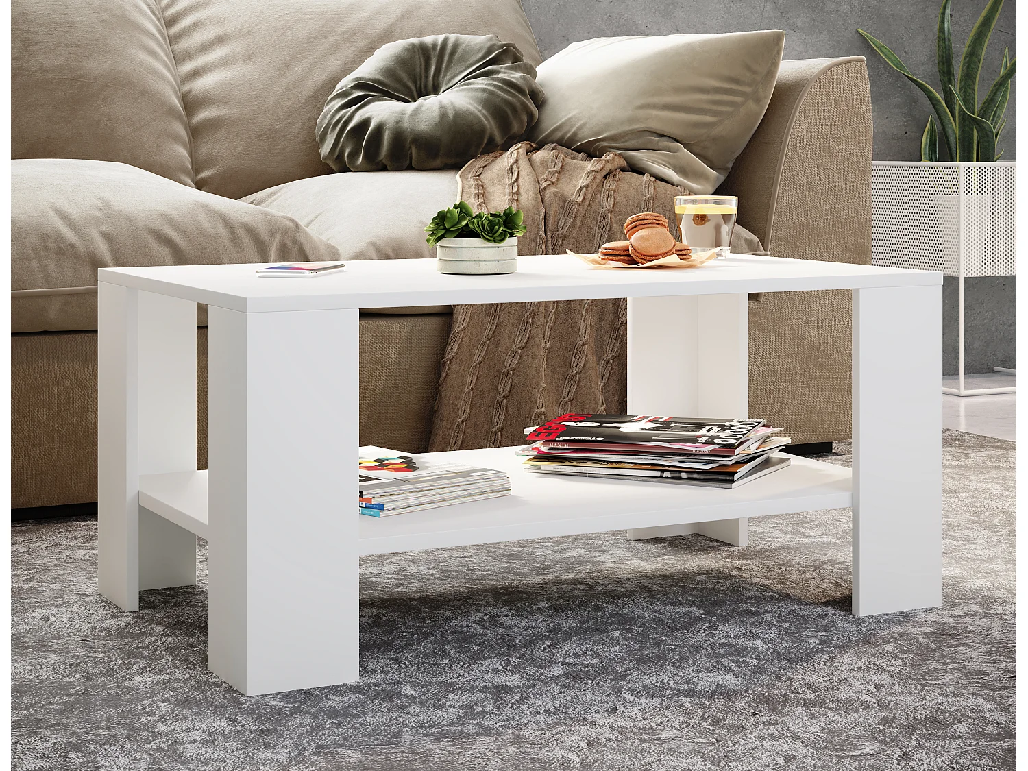 Side table & coffee table Dalus White H. 41 x W. 90 x D. 53 cm