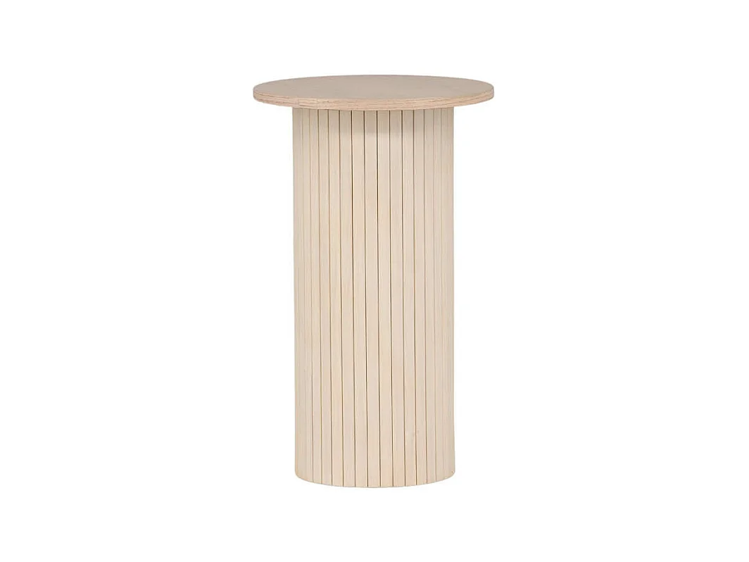 Table d'Appoint Design Nervuré "Bianca" 65cm Naturel