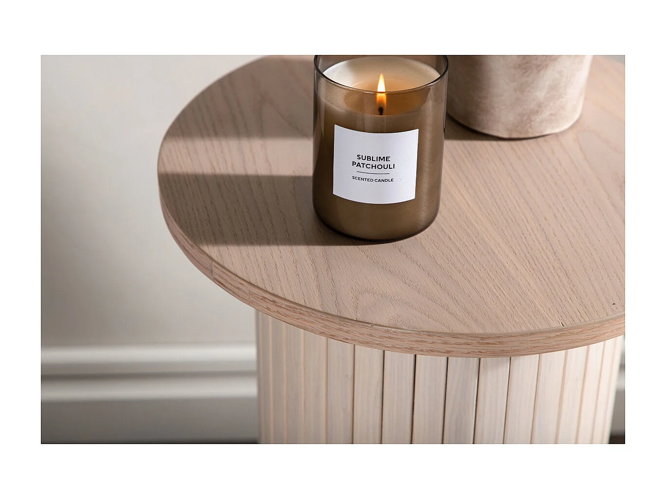 Table d'Appoint Design Nervuré "Bianca" 65cm Naturel