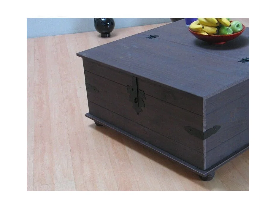 Tavolino da caffè New Mexico con 5 cassetti 91x91 coloniale, mordente/cera.