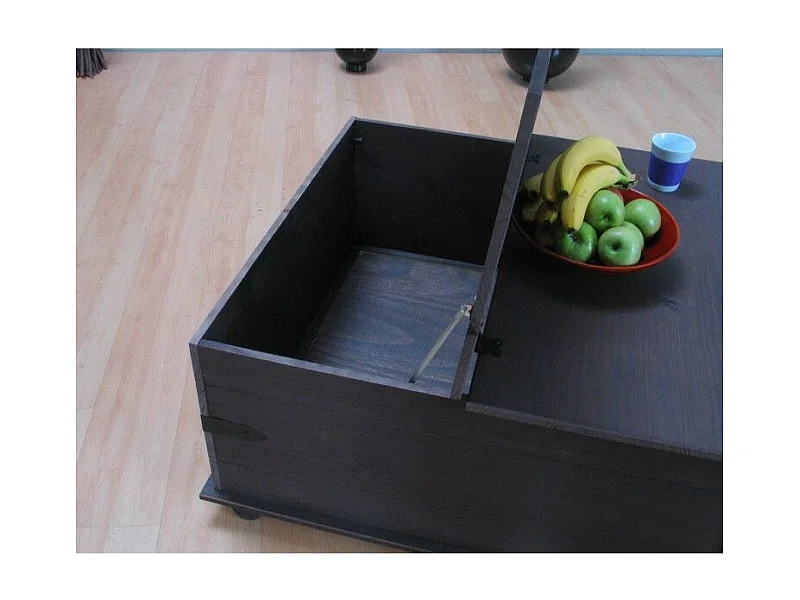 New Mexico table basse avec 5 tiroirs, 91x91 cm, teinte/cire dans un style colonial.