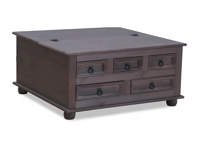 New Mexico Couchtisch mit 5 Schubladen 91x91 braun gebeitzt/Wachs.
