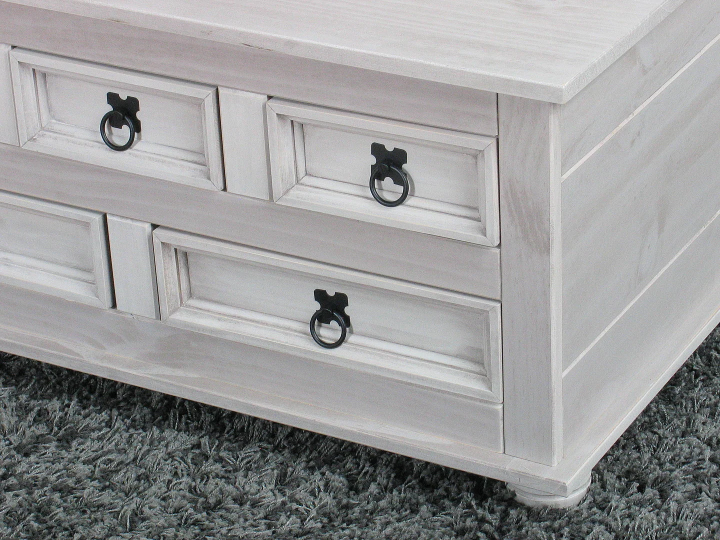 New Mexico Couchtisch mit 5 Schubladen 91x91 cm in grau.