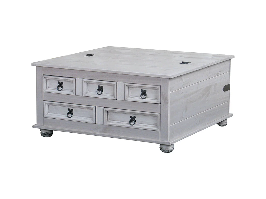 New Mexico Table basse avec 5 tiroirs, 91x91 cm, en gris.