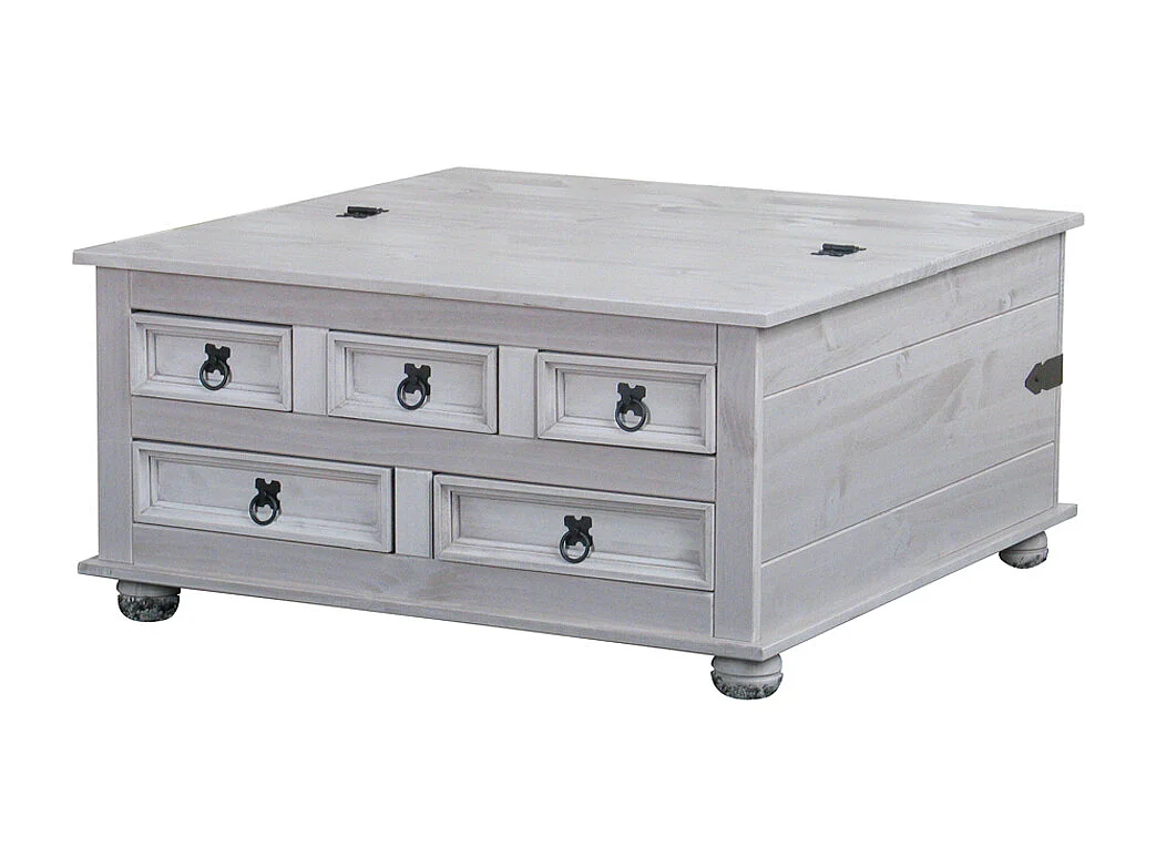 New Mexico Table basse avec 5 tiroirs, 91x91 cm, en gris.