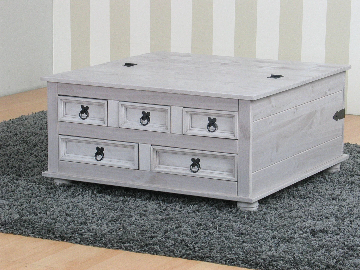 New Mexico Table basse avec 5 tiroirs, 91x91 cm, en gris.