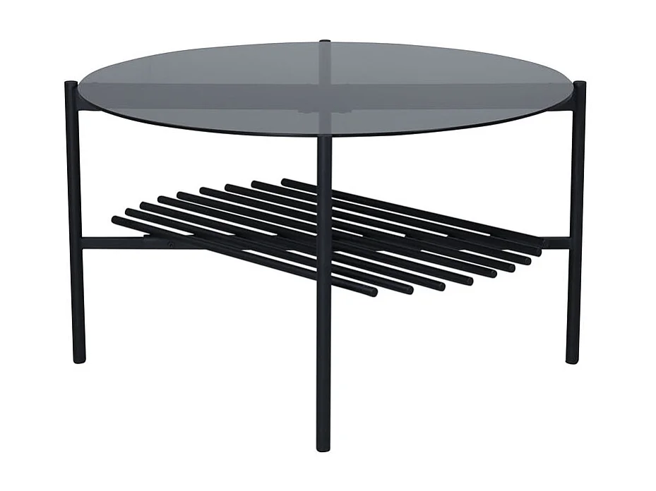 VonStaf salontafel met plank Ø80 cm glas zwart.