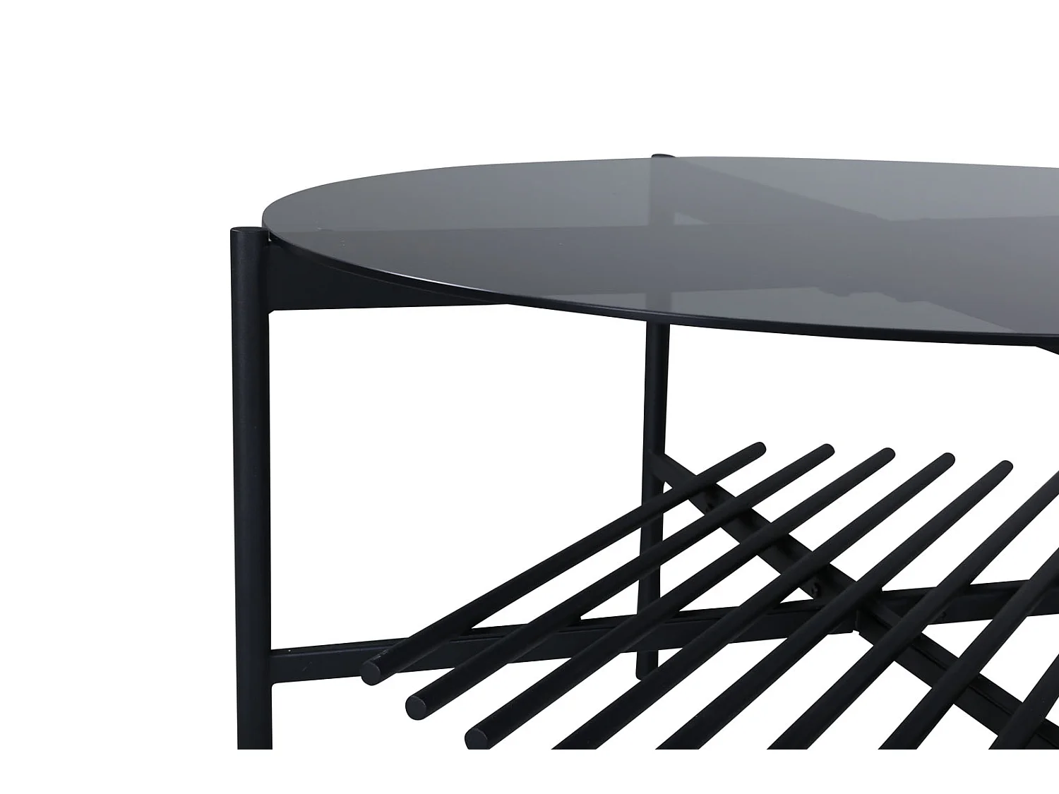 VonStaf salontafel met plank Ø80 cm glas zwart.