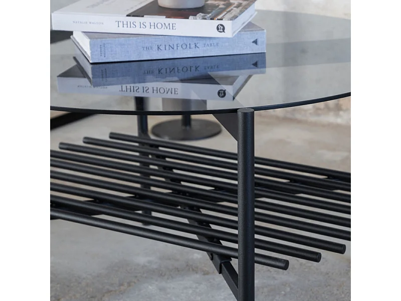 Table Basse en Verre "Von Staf" 80cm Noir