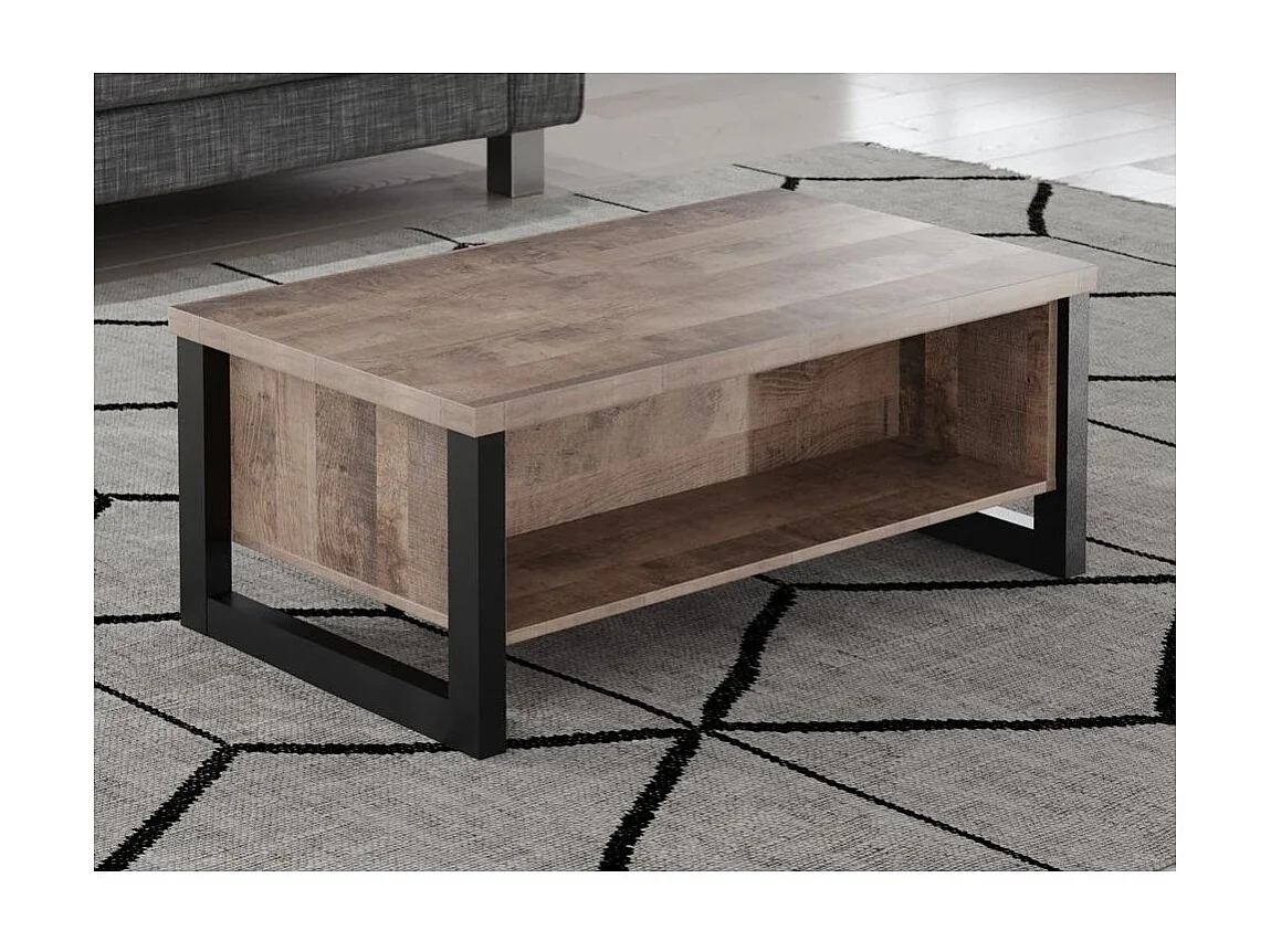 Table basse en bois et pieds en acier noir Adeline L 110cm