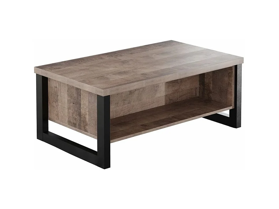 Table basse en bois et pieds en acier noir Adeline L 110cm