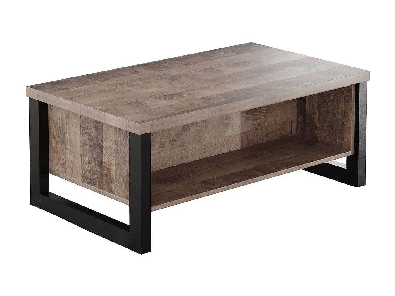 Emile table basse 2 tablettes, chêne décor.
