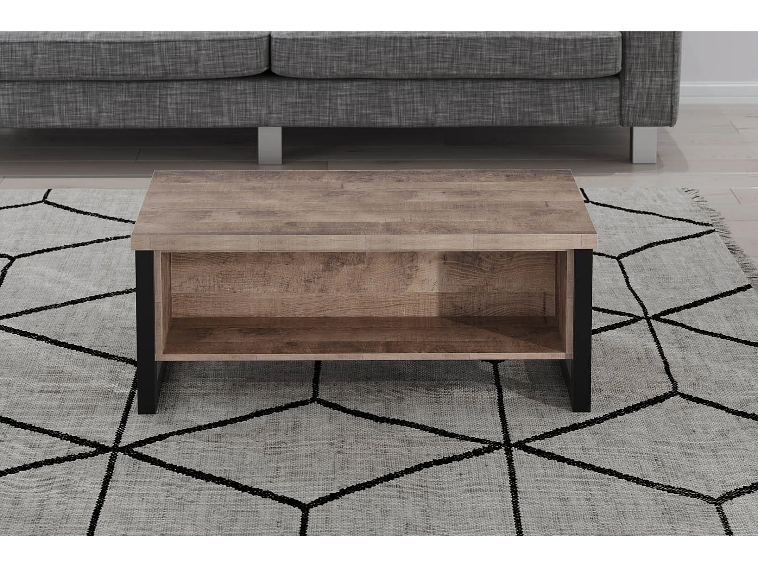 Emile table basse 2 tablettes, chêne décor.