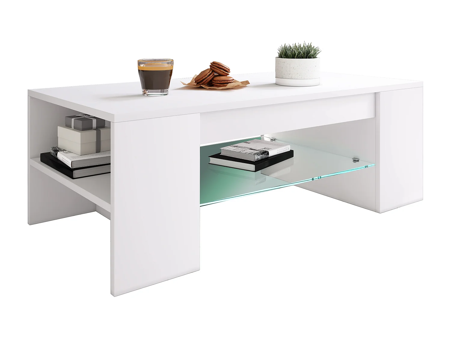 Mesa lateral & mesa de café Tunas Branco A. 35 x L. 100 x P. 50 cm