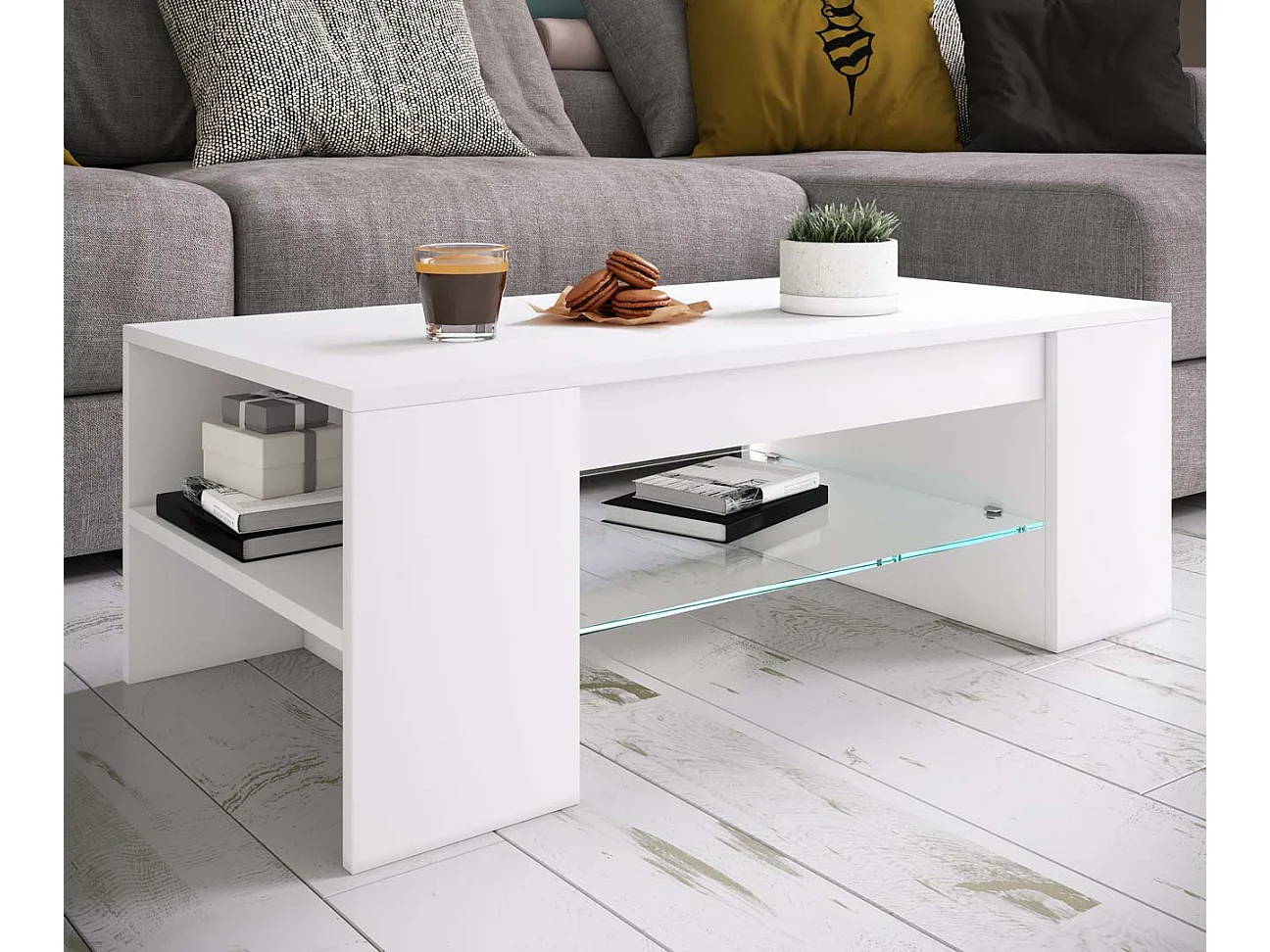 Mesa lateral & mesa de café Tunas Branco A. 35 x L. 100 x P. 50 cm