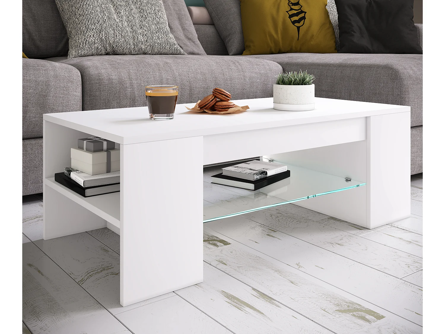 Mesa lateral & mesa de café Tunas Branco A. 35 x L. 100 x P. 50 cm