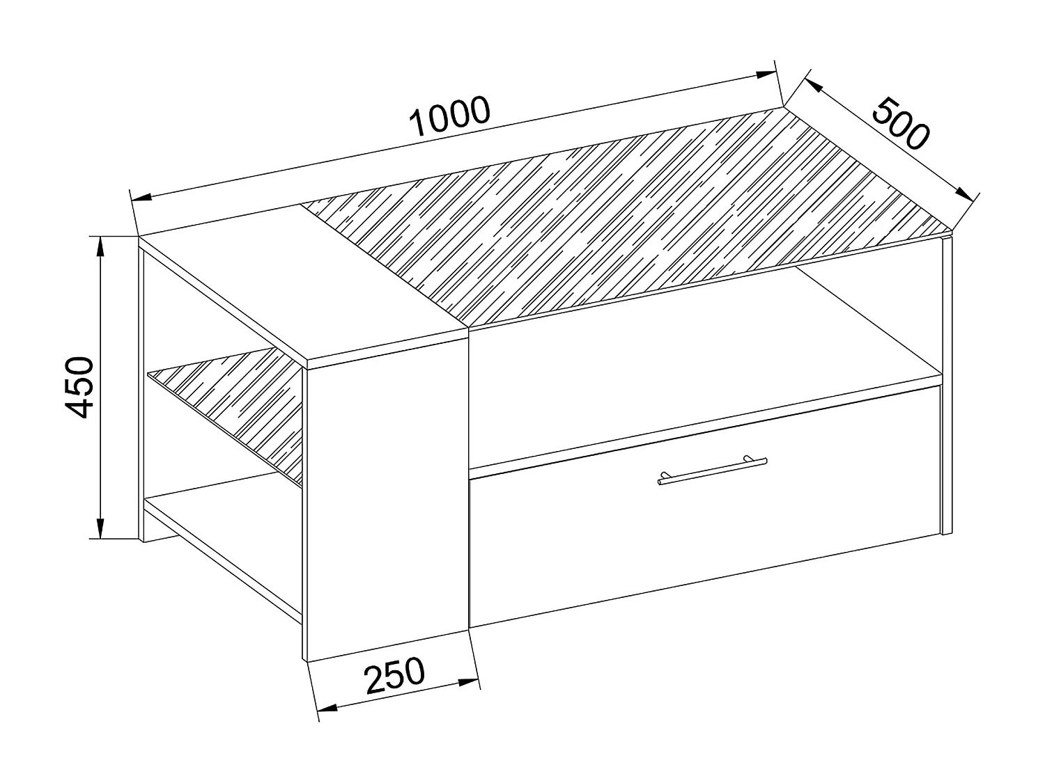 Holz Sofatisch Couchtisch Schublade Glas Tindala