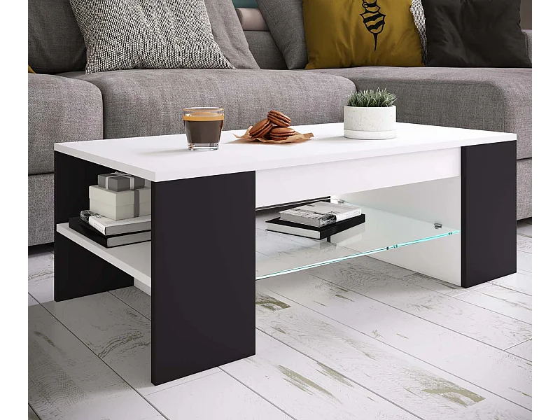 Mesa lateral & mesa de café Tunas Branco/Preto A. 35 x L. 100 x P. 50 cm