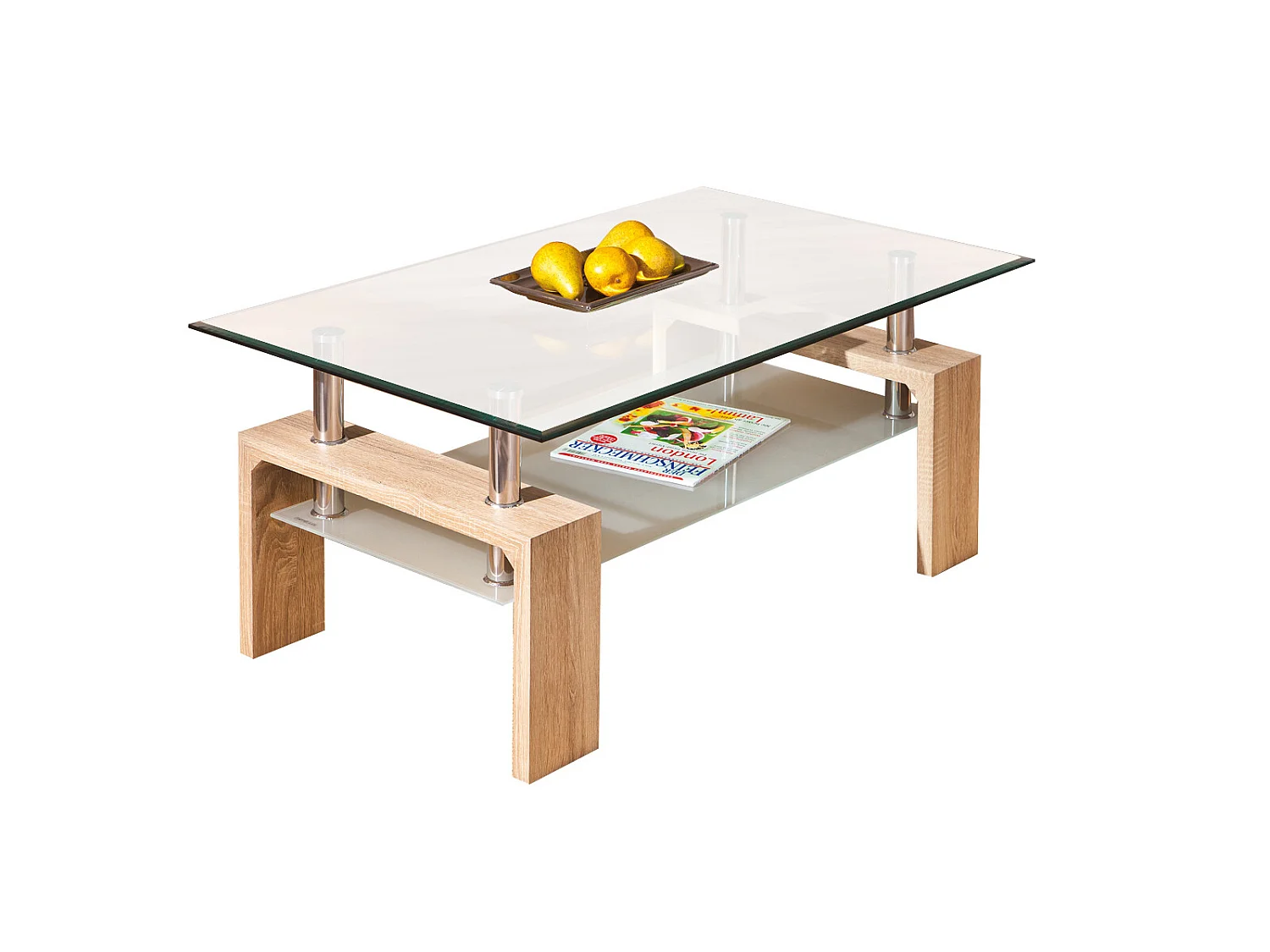 Loase Table basse, 1 tablette de rangement, imitation chêne Sonoma.