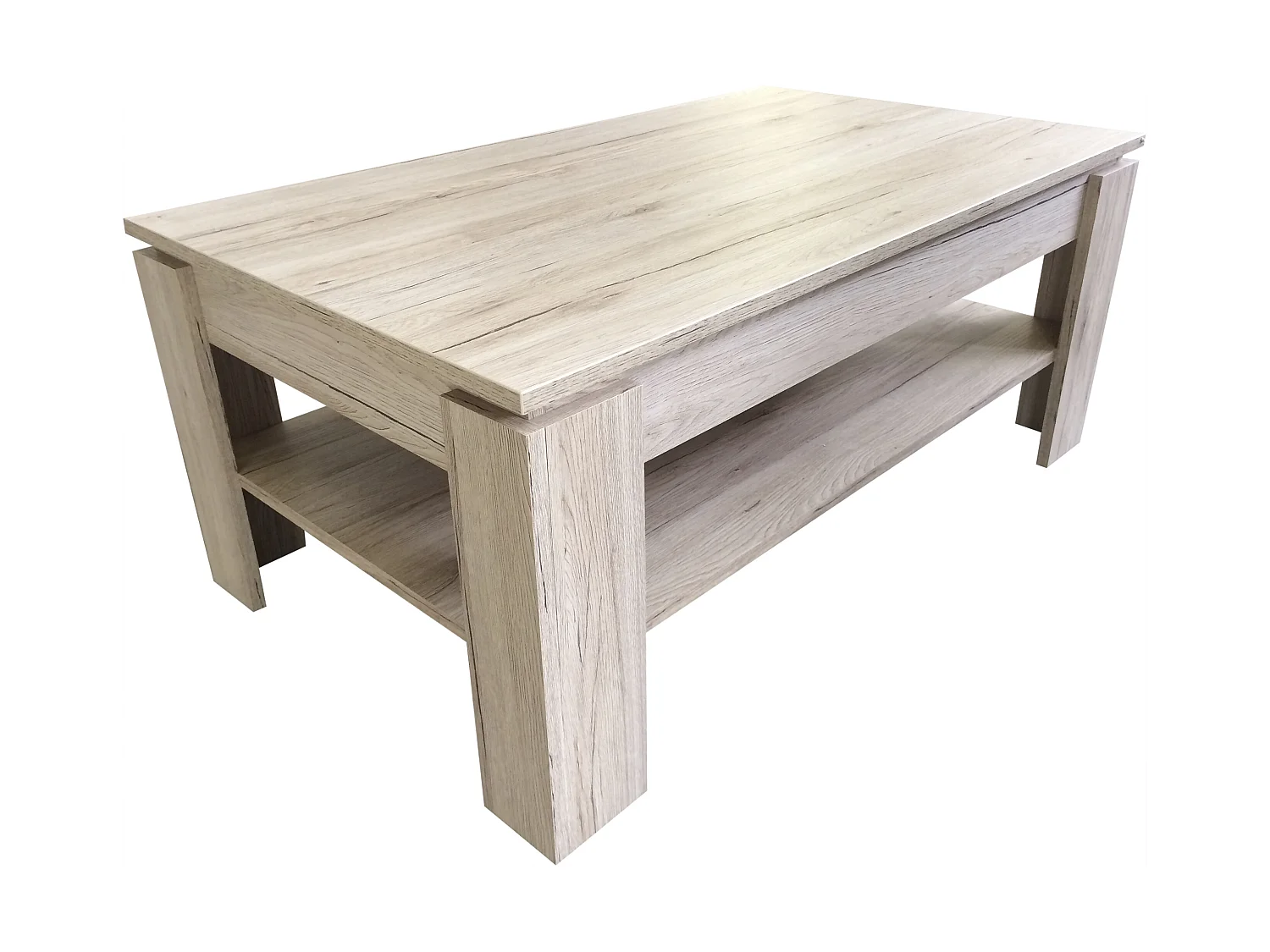Aboma Table basse avec 1 espace de rangement, imitation chêne.