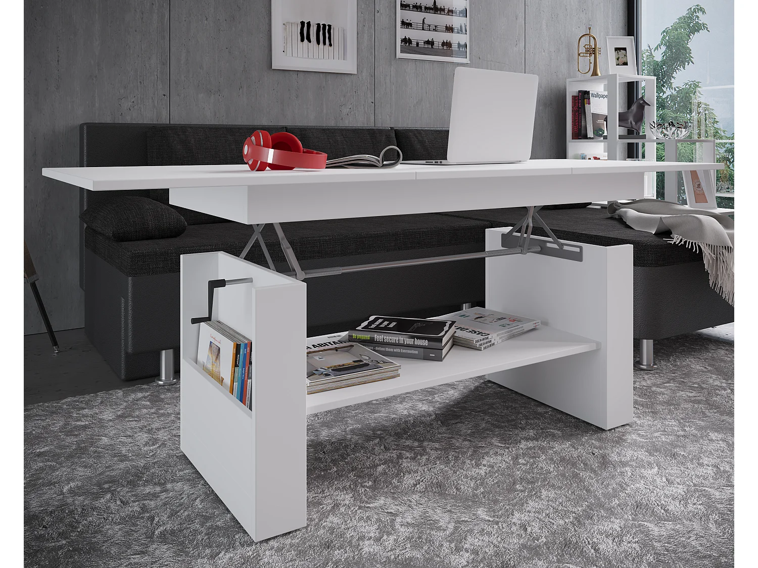 Side table & coffee table Kobila White H. 52 x W. 115 x D. 58 cm