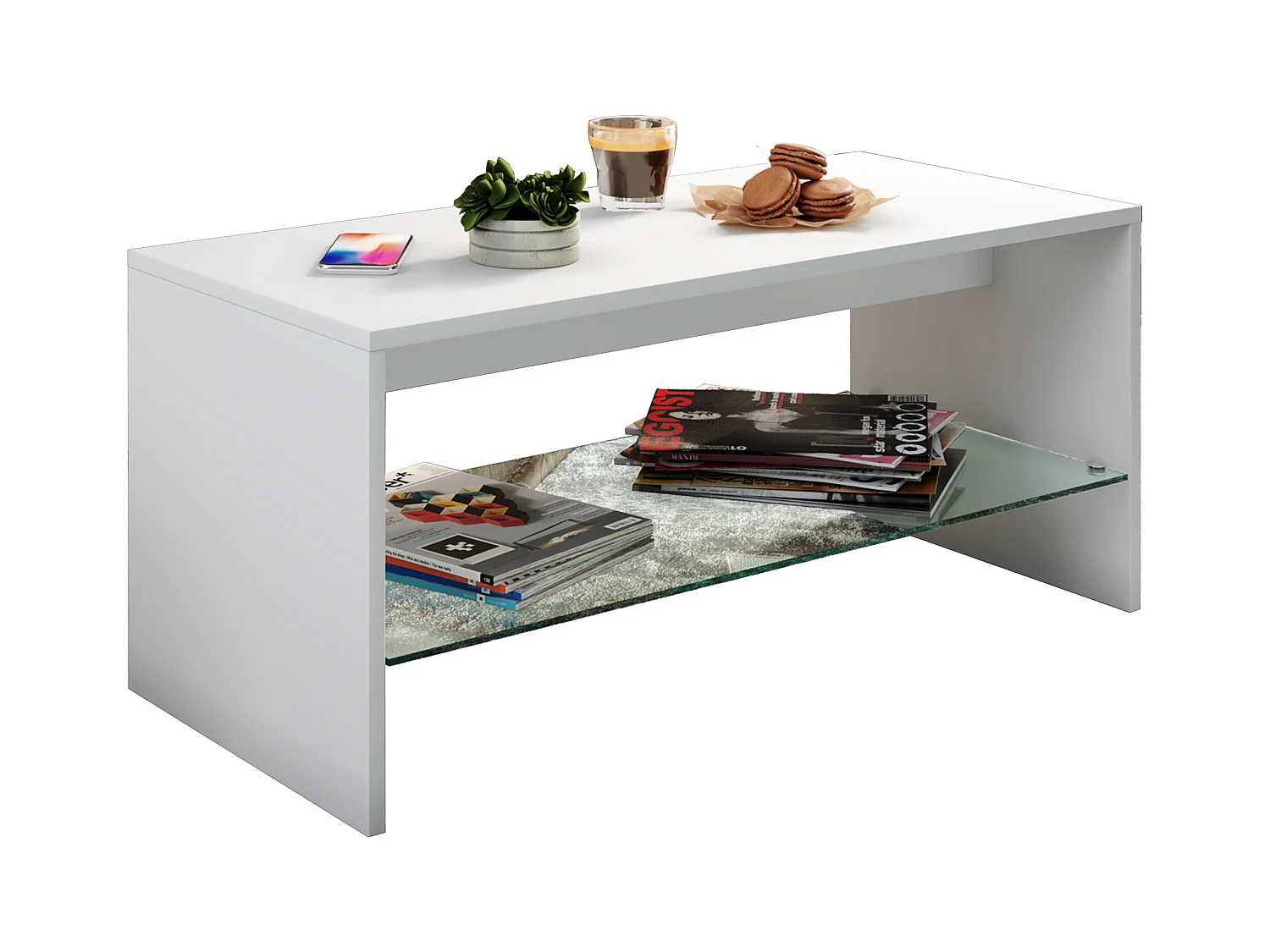 Side table & coffee table Wisal White H. 40 x W. 90 x D. 40 cm