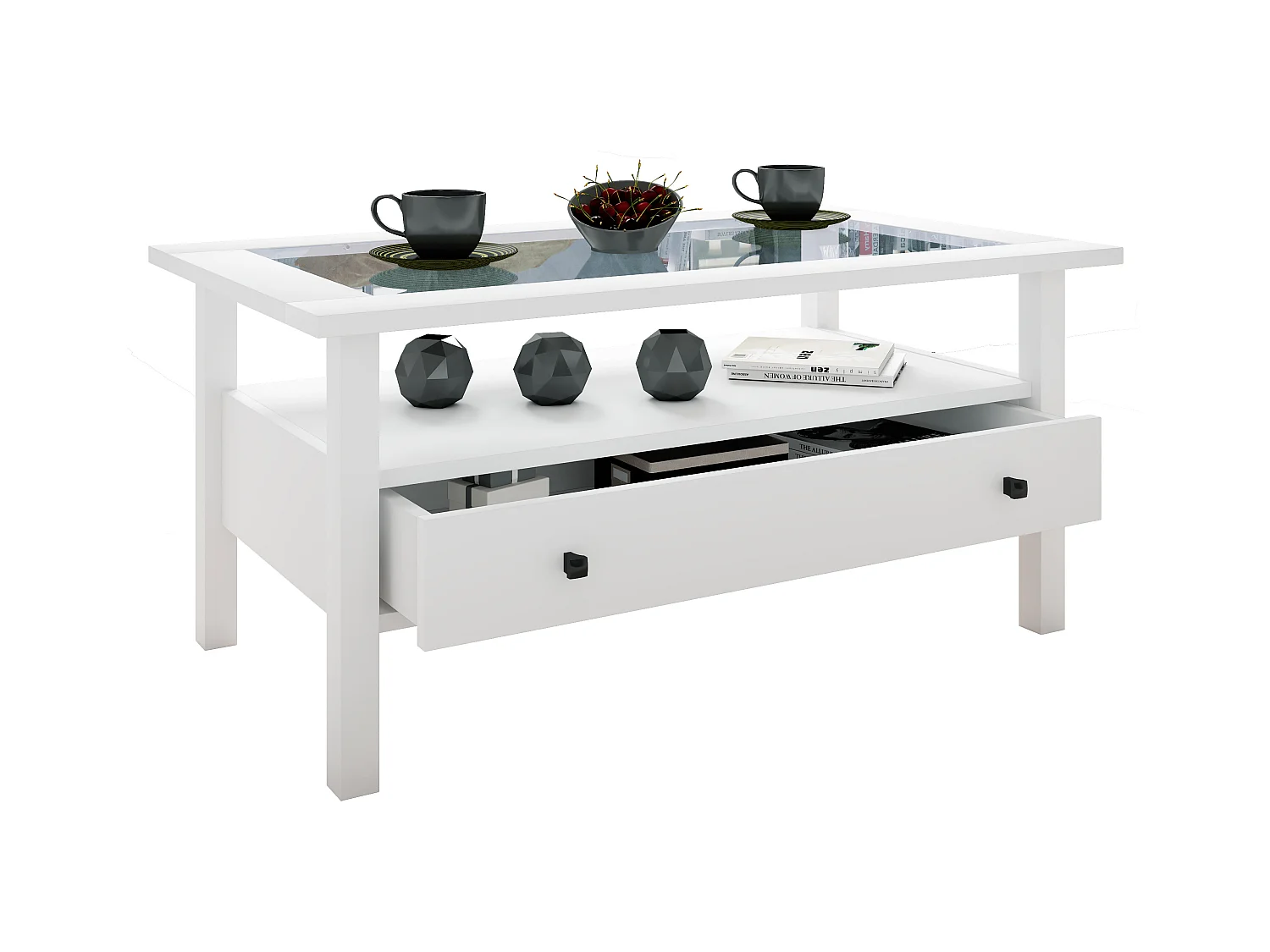 Side table & coffee table Lingis White H. 42 x W. 90 x D. 54 cm