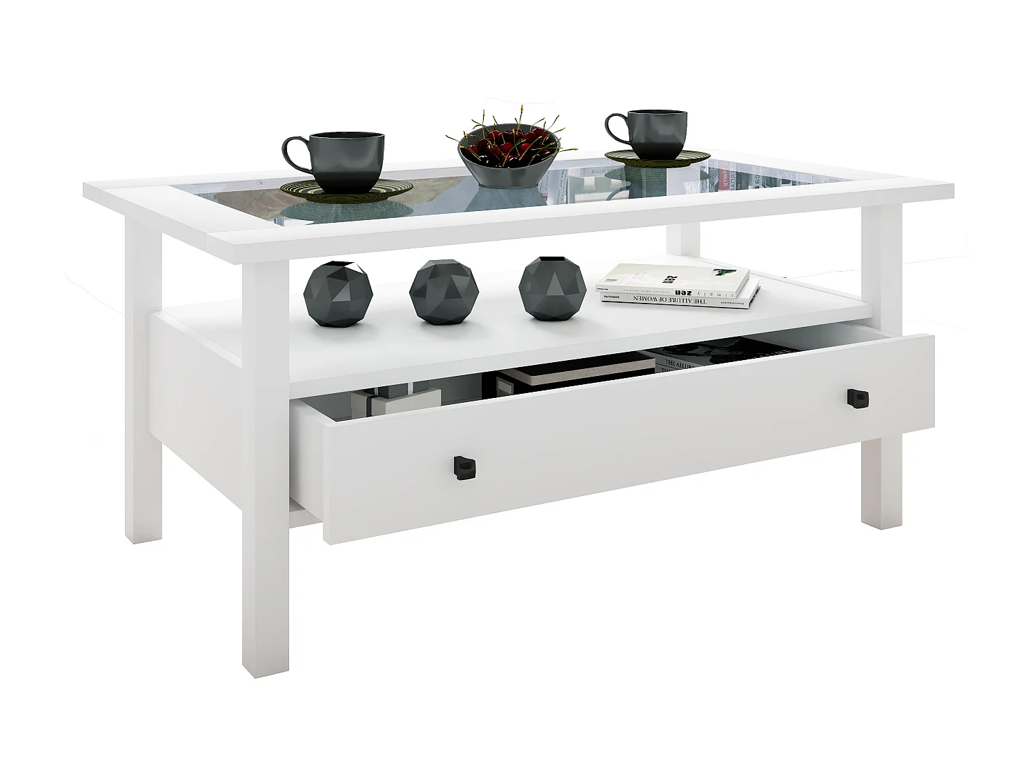 Side table & coffee table Lingis White H. 42 x W. 90 x D. 54 cm