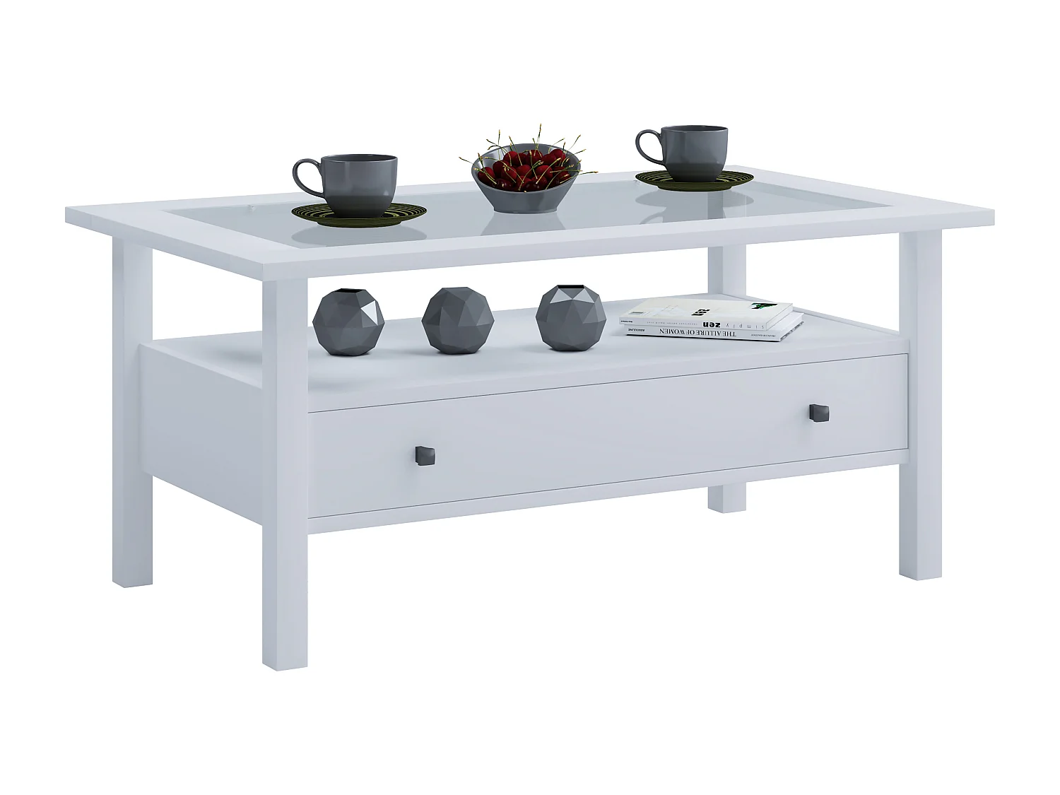 Side table & coffee table Lingis White H. 42 x W. 90 x D. 54 cm