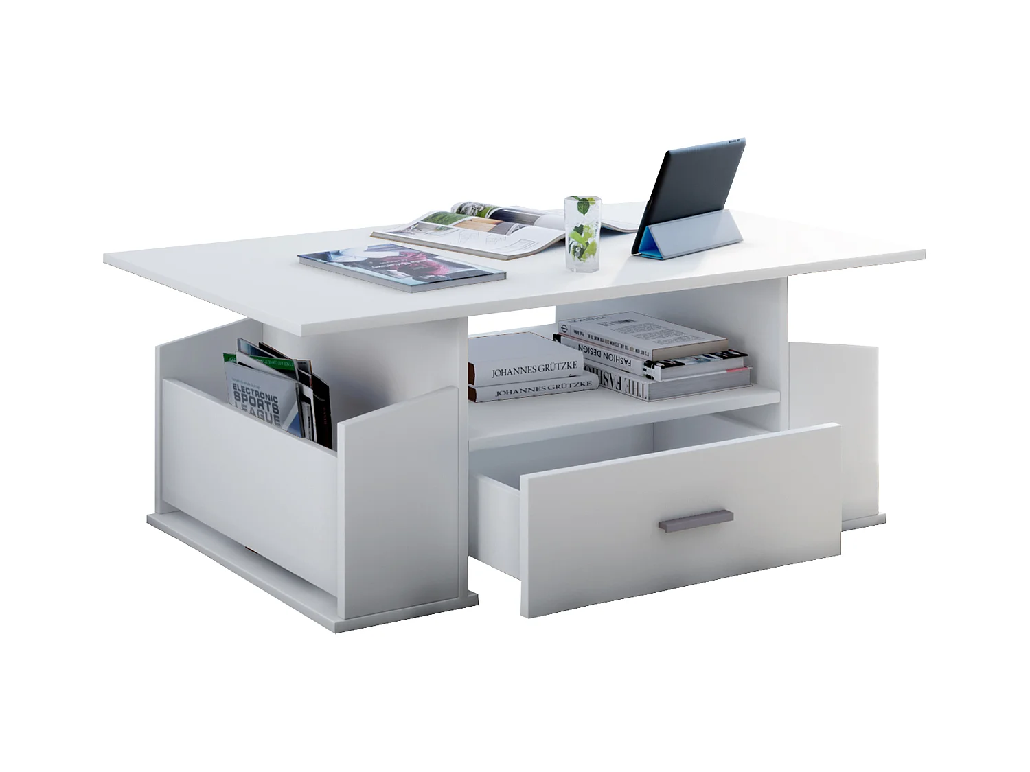 Side table & coffee table Junata White H. 44 x W. 110 x D. 52 cm